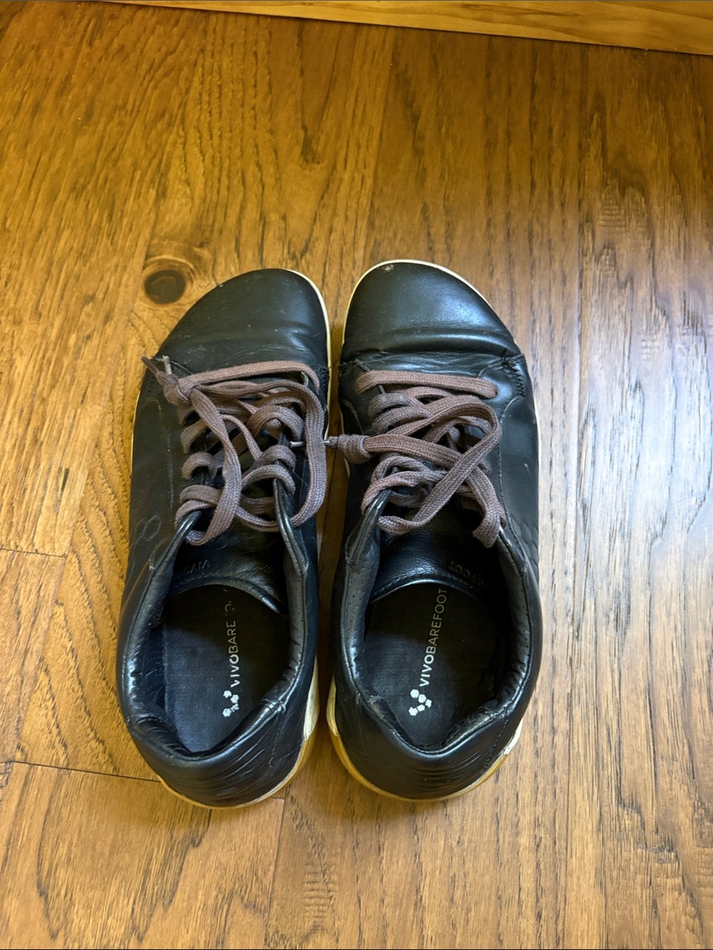 Vivo Barefoot Black Leather Court Shoes